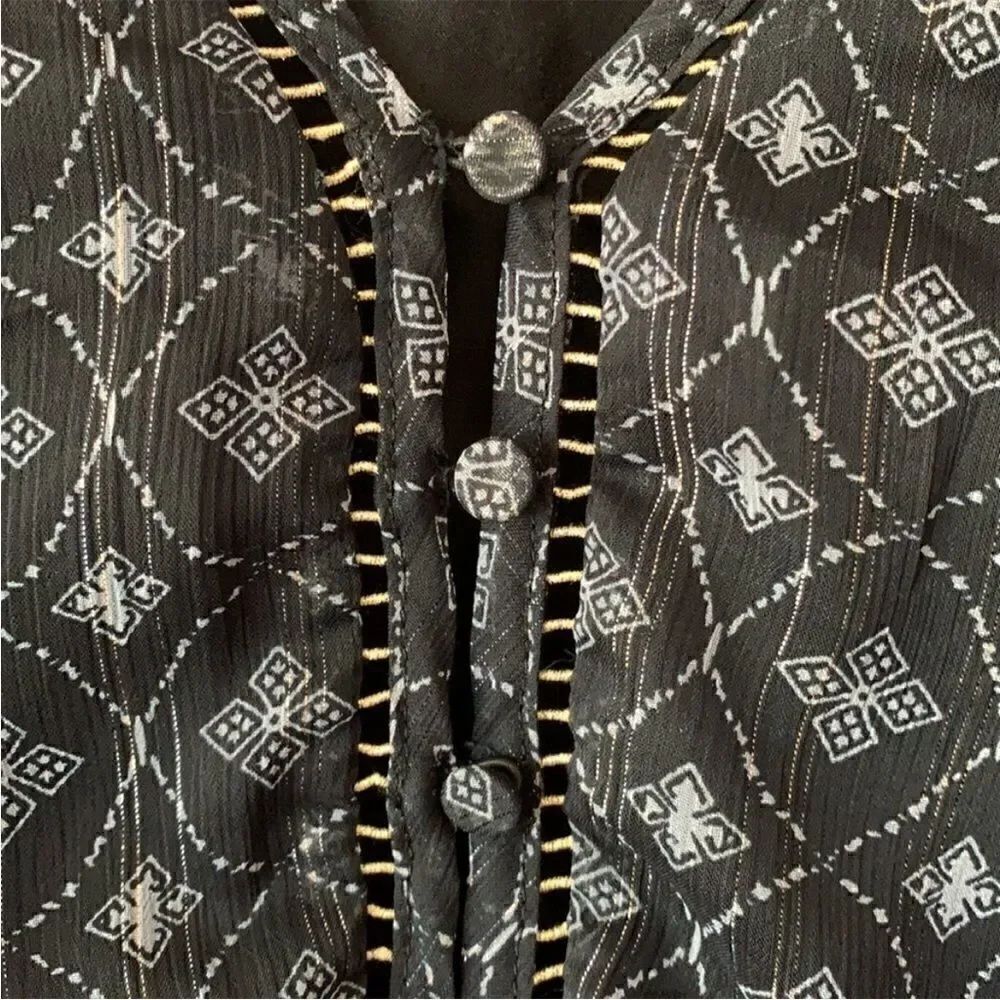 AQUA Button Down Pattern Long Sleeve Dress - Picture 3 of 12